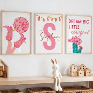 Cowgirl Nursery Prints, Pink Nursery Decor, Western Girl Room Decor, Rodeo Baby Printable Art, Girls Wild West Rodeo Horse Nursery Print