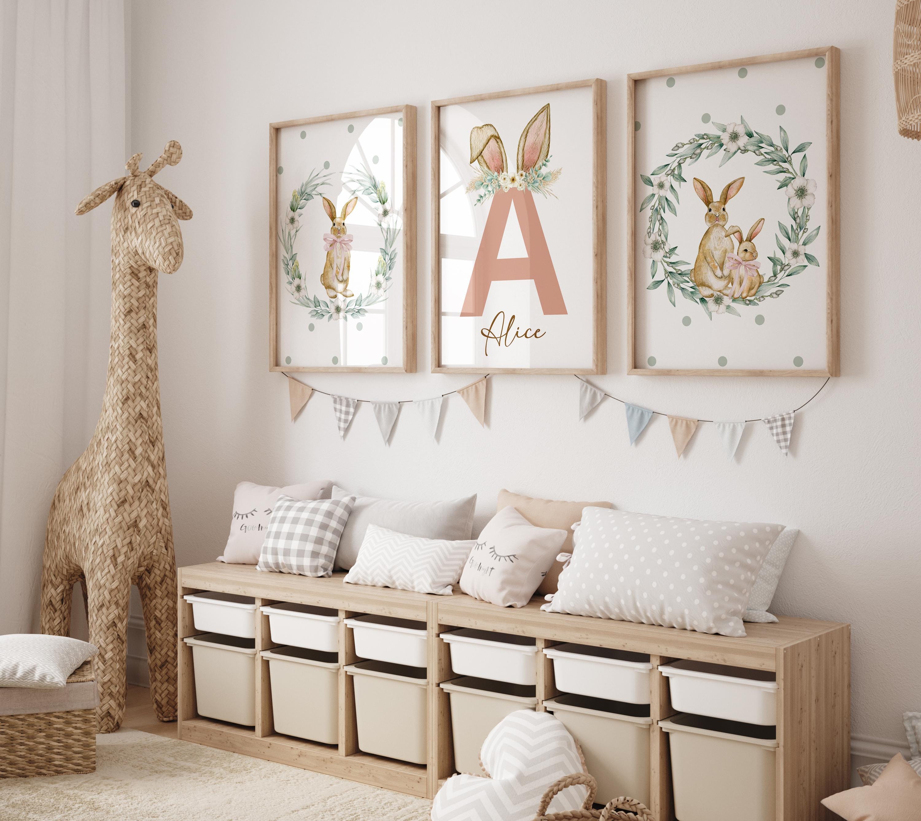 Bunny Print, Bunny Nursery Print, Bunny Decor, Bunny Theme Room, Girls ...
