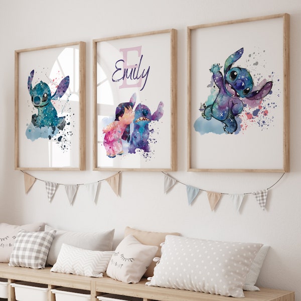 Impression personnalisée Lilo & Stitch, décoration de chambre d'enfant Stitch, art mural Ohana, art mural Lilo, impression Stitch, décoration de chambre de fille, affiche Lilo Stitch