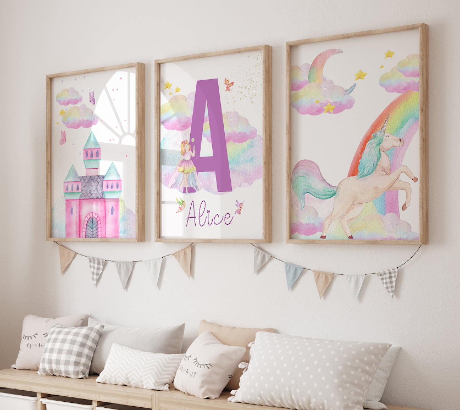 Personalized Unicorn Nursery Prints, Princess Wall Print, Princess ...
