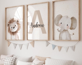 Safari Animal Nursery Prints, Safari Animal Wall Art, Safari Animal Decor, Elephant Prints, Lion Prints, Jungle Animal Prints, Lion Nursery