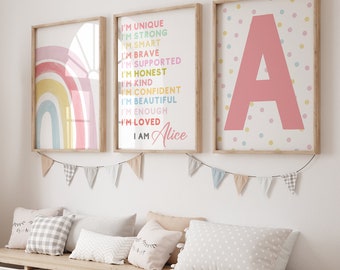 Rainbow Affirmation Nursery Wall Art, Affirmation For Kids, Positive Affirmation, Rainbow Nursery Print, Rainbow Print, Affirmation Print