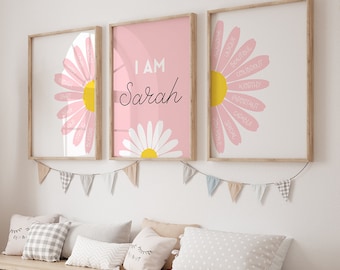 Personalized Daisy Nursery Prints, Affirmation Prints, Affirmation For Kids, Daisy Wall Print, Baby Girl Room Prints, Pink Nursery Decor