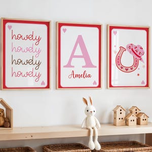 Cowgirl Nursery Wall Art Set, Pink Western Decor for Girls, Cowgirl Theme Room, Howdy Print, Western Nursery Decor, Wild West Cowgirl Print