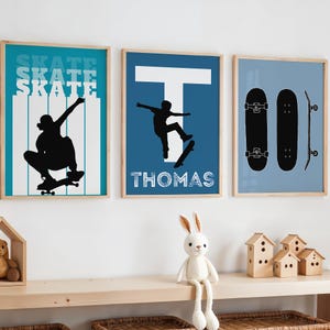 Impresión de patineta, impresión de patinador, póster de patinador, impresión de patinador para habitación de bebé, impresiones para dormitorio de niño, decoración de habitación infantil deportiva, arte de pared de patineta, arte para niños