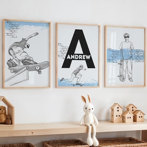 Skateboard Prints, Skater Boys Bedroom, Skateboard Wall Art, Skateboard Poster, Skateboard Decor, Skater Room Decor, Skateboard Nursery Art