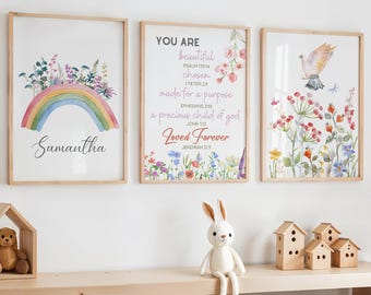 Bible Verse Affirmation Prints, Modern Bible Quote, Christian Nursery Decor, Kids Bible Verse Wall Art, Bible Nursery, Scripture Wall Art