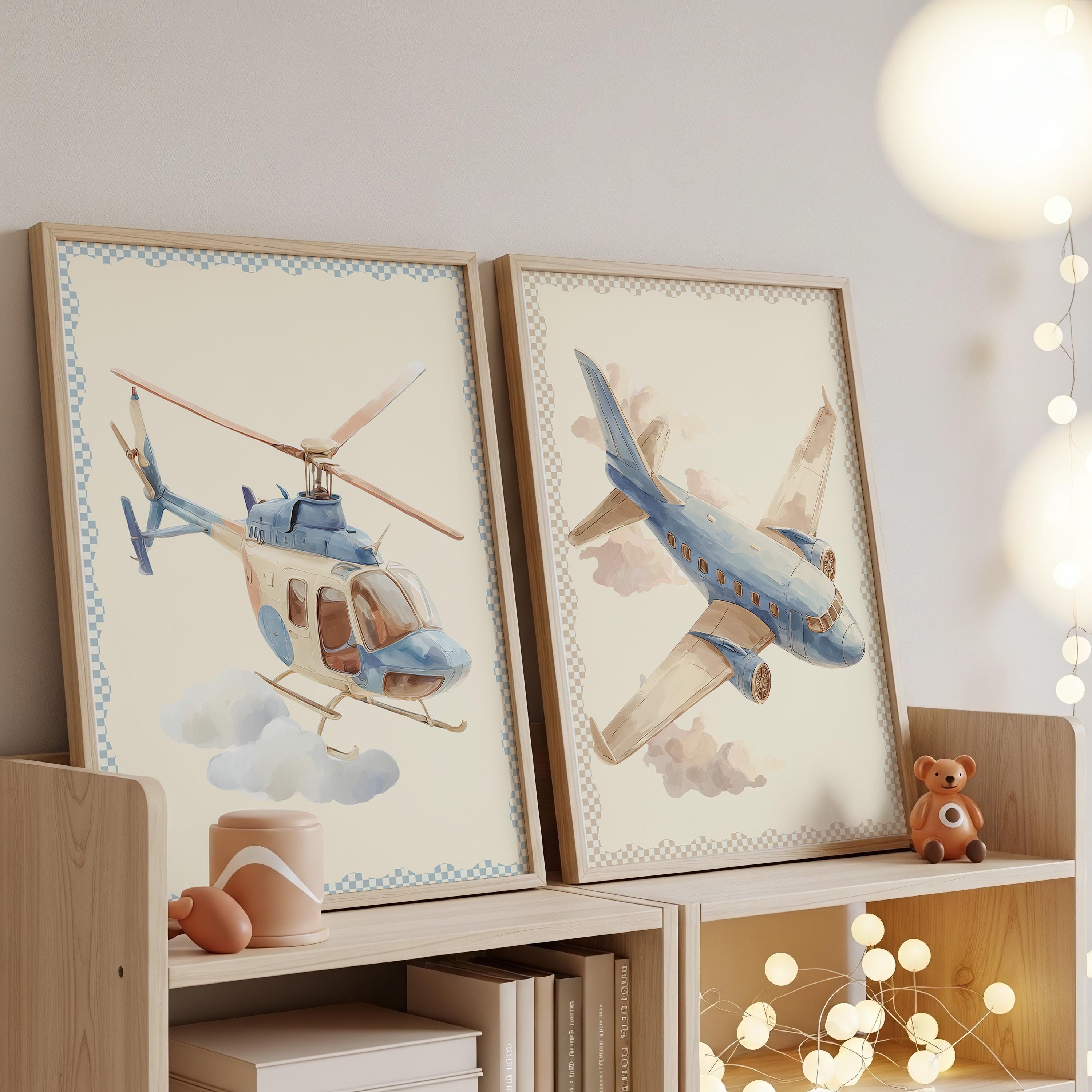 Aviation Nursery Wall Art Set of 20, Pilot Bear Airplane Prints, Baby ...