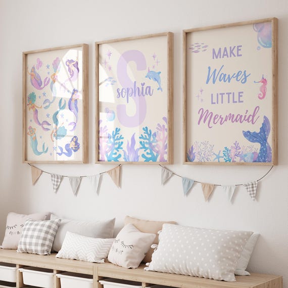 Mermaid Girls Room Print, Mermaid Nursery, Mermaid Decor, Mermaid
