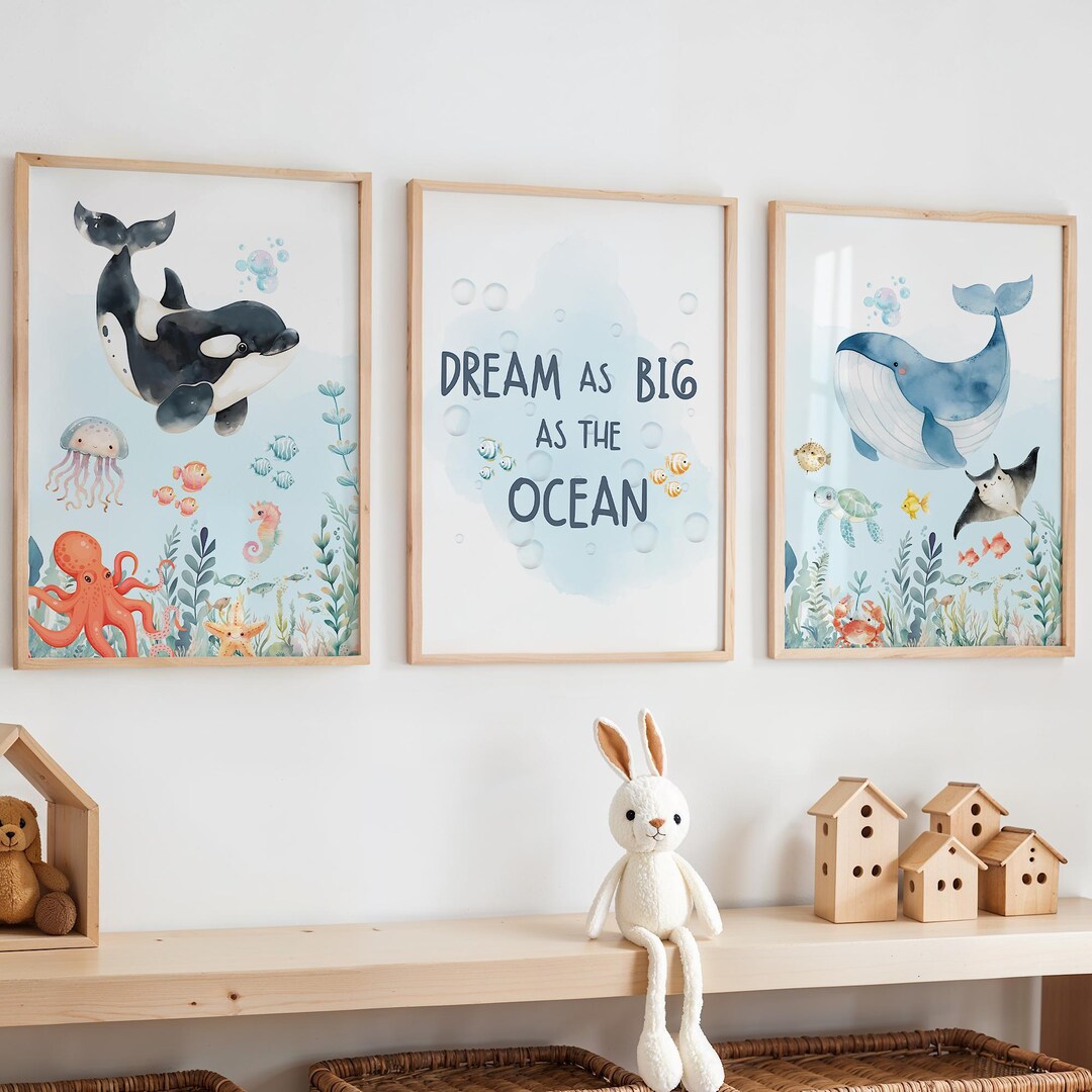 Ocean Printed Ocean Prints, Ocean Nursery Prints, Ocean Decor, Ocean Kids Room Decor ...