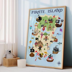 Pirate Prints, Pirate Nursery, Pirate Decor Boys Room, Pirate Bedroom Print, Pirate Poster, Pirate Decor, Pirate Island Print, Pirate Map