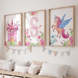 Unicorn Nursery Prints, Unicorn Prints, Princess Castle Print, Unicorn Decor Room, Unicorn Art, Pink Nursery Decor, Girls Bedroom Print
