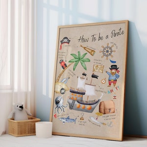 Pirate Nursery Print, Pirate Bedroom Decor, Pirate Kids Print, How To Be A Pirate, Pirate Decor, Pirate Ship Print, Pirate Poster Nursery