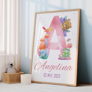 Gepersonaliseerde naambordje babymeisje, decor meisjeskamer, gepersonaliseerd babycadeau voor kinderkamer, bordje babynaam, decor babyshower, cadeau pasgeboren
