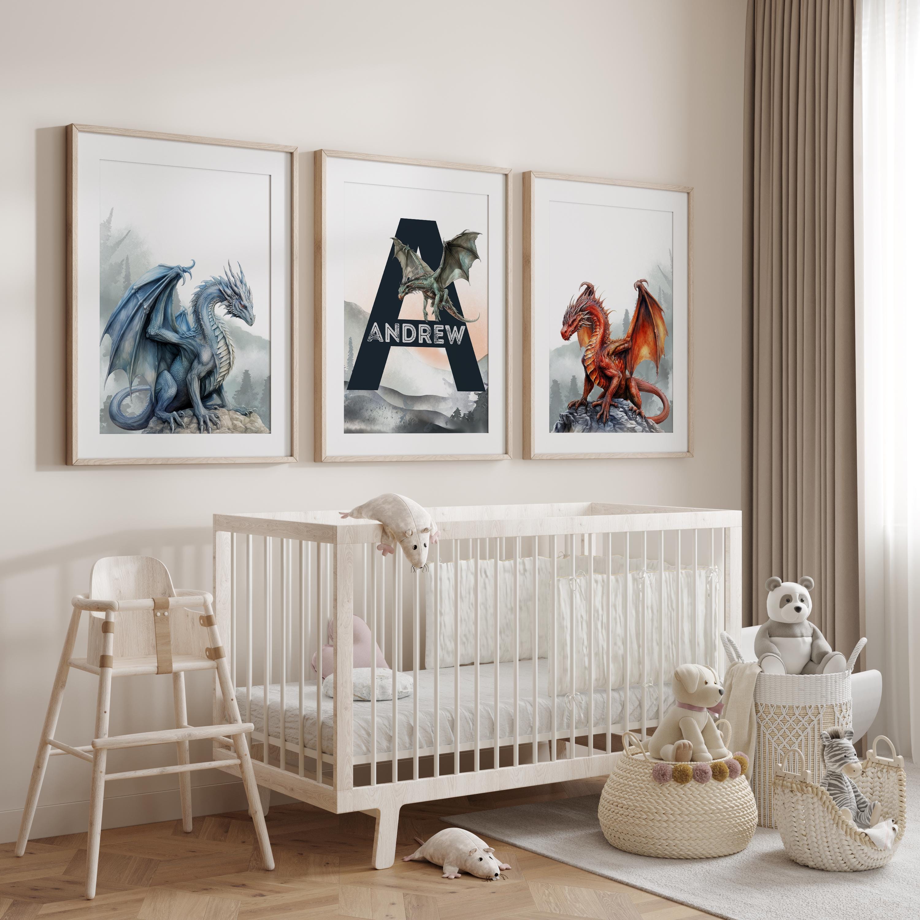 Dragon Boys Bedroom Prints, Dragon Wall Art, Dragon Nursery Decor ...