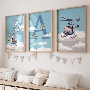 Helicopter Prints, Helicopter Nursery Decor, Helicopter Decor, Boys Bedroom Prints, Helicopter Boys Room, Helicopter Art, Transport Nursery