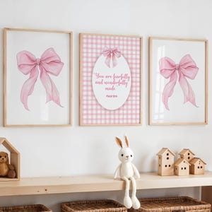 Christian Girls Bedroom Print, Christian Nursery Print, Bible Verse Nursery, Scripture Nursery Prints, Pink Bow Prints, Pink Bow Nursery Art