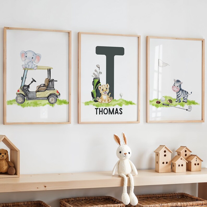 Golf Nursery Print, Golf Prints, Golf Theme Room, Boys Sport Nursery Decor, Safari Sport Animal Nursery, Golf Wall Art, Golf Decor, Golf Art image 1