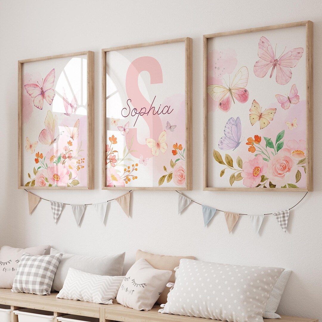 Butterfly Prints, Butterfly Nursery Print, Butterfly and Flowers Print ...