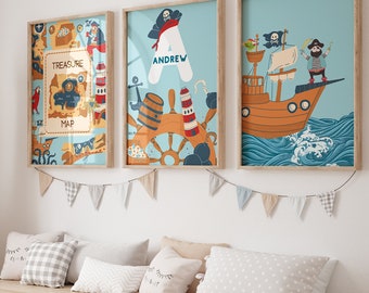 Pirate Nursery Print, Pirate Print, Pirate Theme Room, Pirate Room Decor, Pirate Wall Art, Pirate Decor, Boys Room Decor, Pirate Art