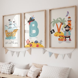Impression de chambre de bébé pirate, décoration de chambre de pirate, art mural pirate, décoration de chambre de garçon, décoration pirate, chambre de bébé, affiche de pirate, impression de bateau de pirate