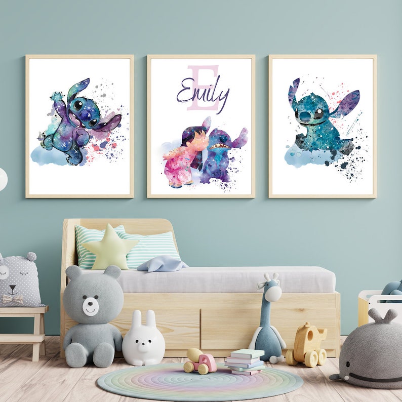 Personalized Lilo & Stitch Print, Stitch Nursery Decor, Ohana Wall Art, Lilo Wall Art, Stitch Print, Girl Room Decor, Lilo Stitch Poster imagem 9