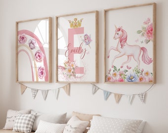 Unicorn Nursery Prints, Princess Theme Nursery, Princess Bedroom Decor, Unicorn Wall Art, Princess Nursery, Girls Bedroom Prints