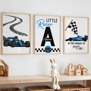 Láminas de coches de carreras azules para habitación infantil, arte mural de coches, póster de coches, láminas de coches de carreras, decoración de habitación infantil, láminas de coches deportivos, decoración de coches de carreras, arte para sala de juegos