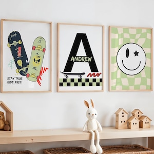 Impresión de patineta, póster de patinador, arte mural de patineta, decoración de habitación de niño, regalo de patinador, póster de patineta, regalo para amantes del patinaje, guardería de niño deportista