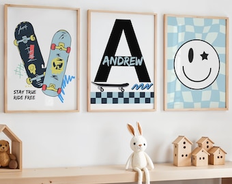 Blue Skateboard Print, Skater Boys Room Print, Skateboard Wall Art, Skater Gift, Skater Decor, Skate Lover Gift, Skateboard Art, Sport Art