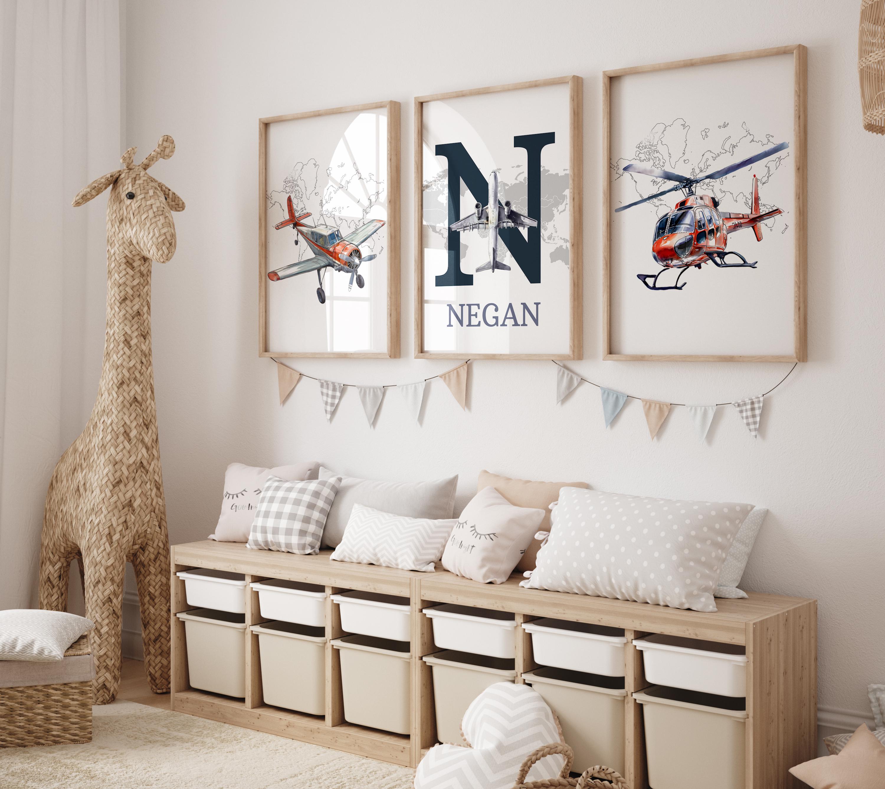 Airplane and Helicopter Prints, Aviation Nursery Decor, Boys Bedroom ...