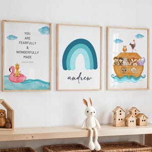 Christian Nursery Prints, Noahs Ark Print, Noah Ark Nursery, Bible Verse Nursery, Bible Verse Wall Art, Scripture Prints, Baby Animal Prints