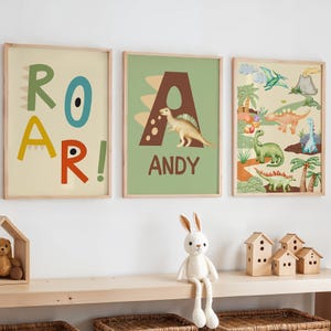 Dinosaur Nursery Print Set, Dinosaur Kids Bedroom Prints, Boys Dino Toddler Room Decor, Dino Nurssry Decor, Dinosaur Wall Art, Dino Print