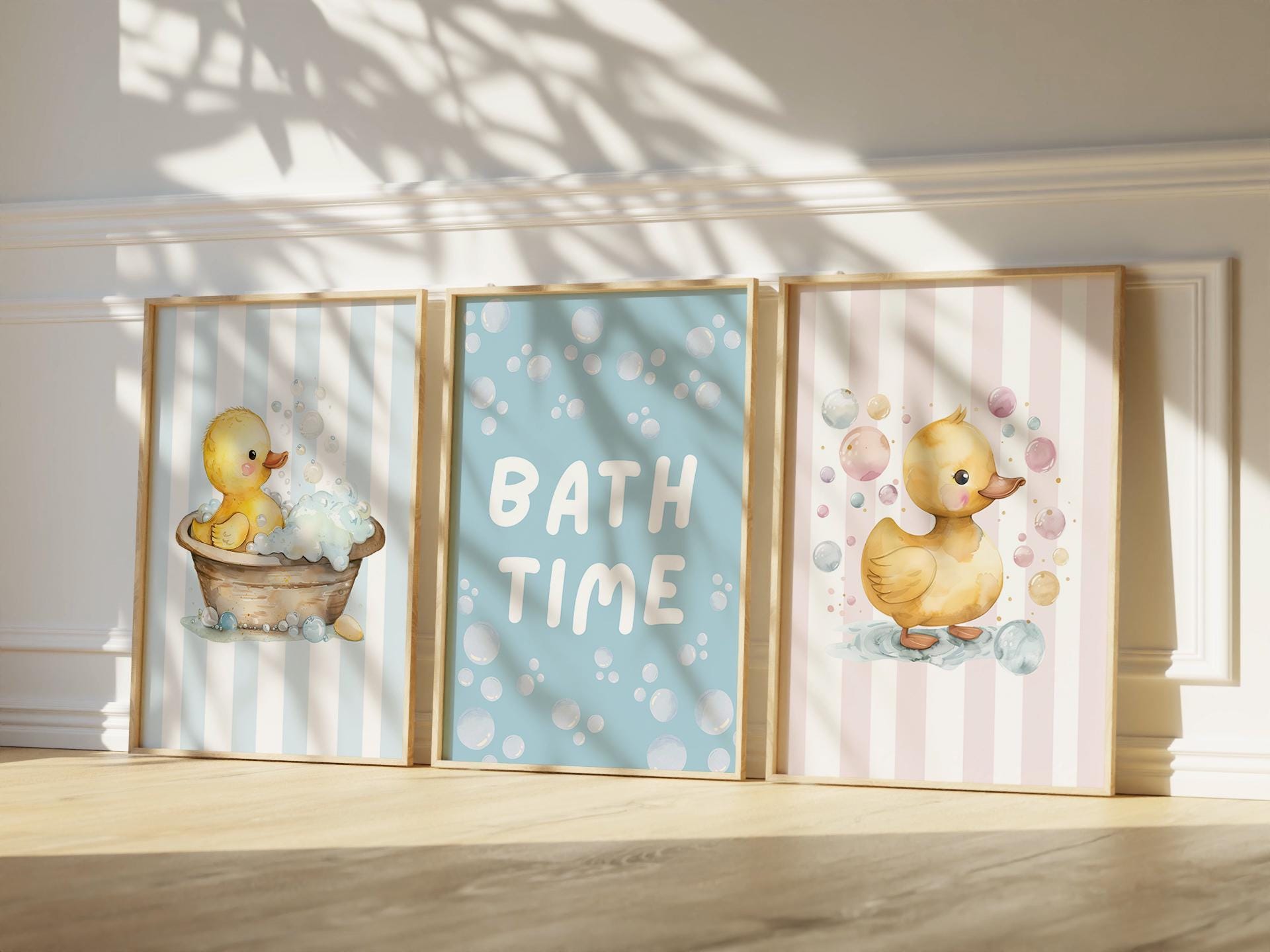 Kids Bathroom Prints Set of 8, Rubber Duck Prints, Playful Bath Time ...