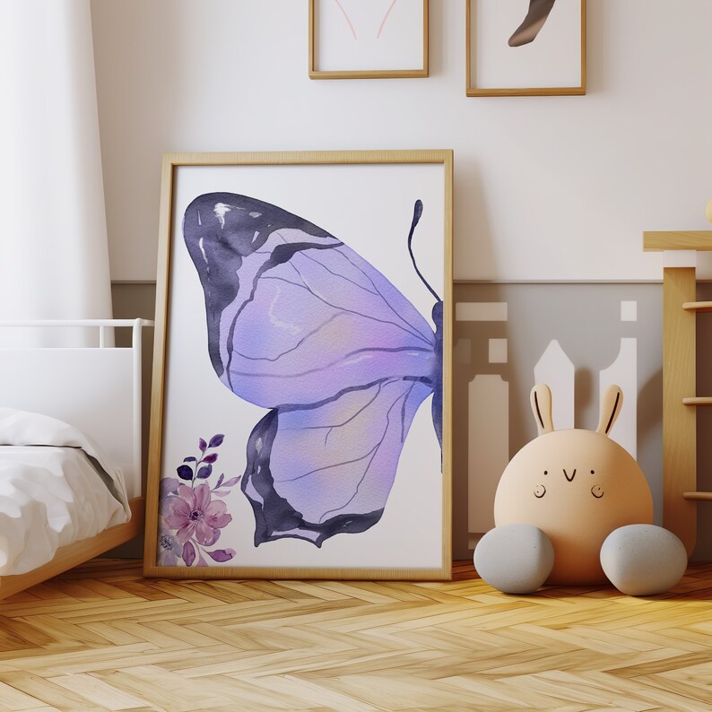 Personalized Purple Butterfly Nursery Prints, Butterfly Wall Art ...