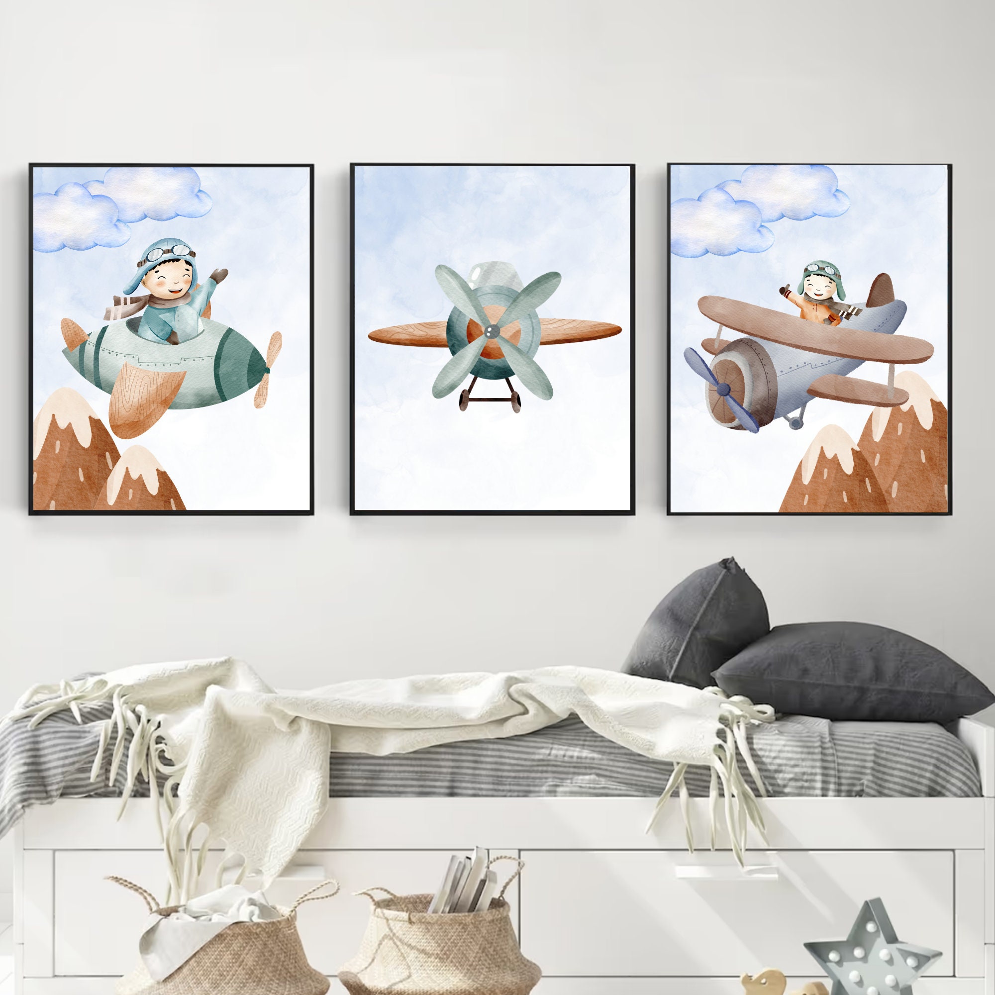 Plane Nursery Prints, Kids Airplane Wall Art, Boys Room Decor, Airplane ...