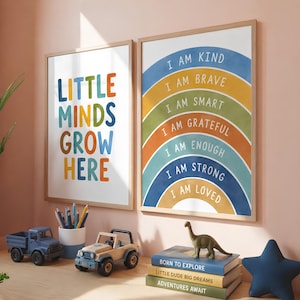 Boys Playroom Wall Art Set of 100, Educational Learning Posters, Boys Nursery Decor, Printable Kids Room Prints, Alphabet Numbers Art image 14