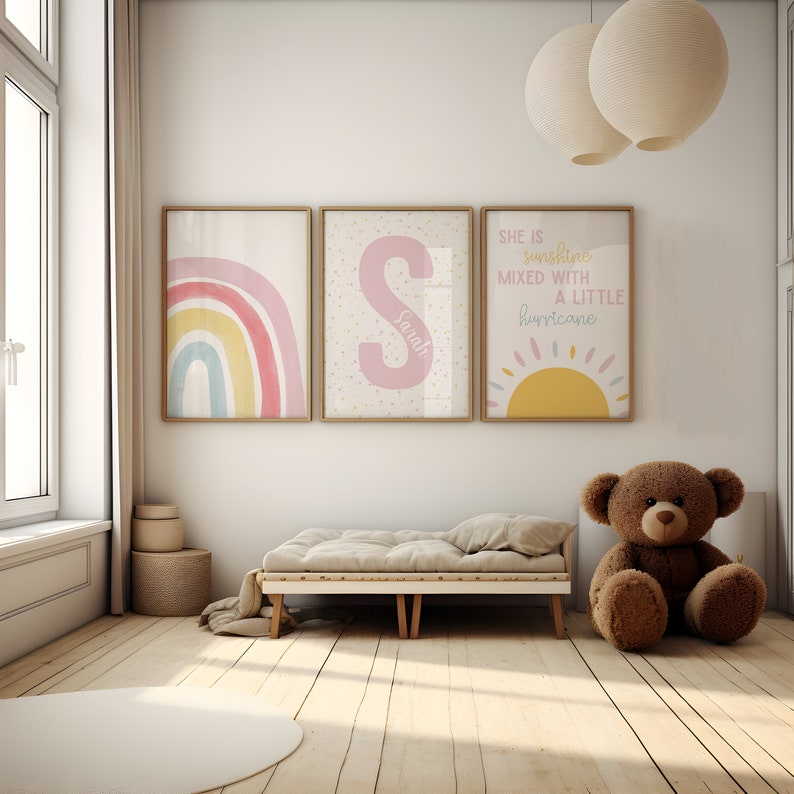 Boho Sun Rainbow Nursery Print, She is Sunshine Print, Girl Nursery ...