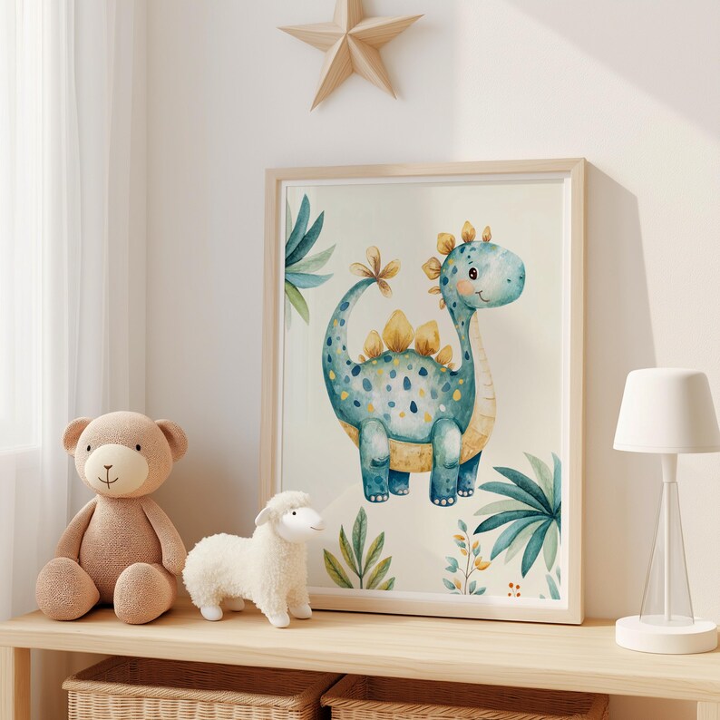 Dinosaur Nursery Wall Art Set of 30, Cute Dino Prints, Baby Boy Room ...