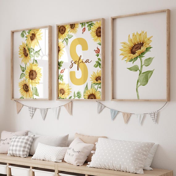 Sunflower Print, Sunflower Nursery, Sunflower Decor, Sunflower Wall Art, Sunflower Art, Botanical Print, Botanical Nursery Print, Flower Art