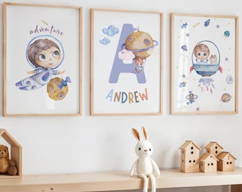 Outer Space Nursery Prints, Boys Space Room Prints, Space Theme Bedroom, Space Wall  Art, Astronaut Prints, Space Decor Room, Astronaut Art