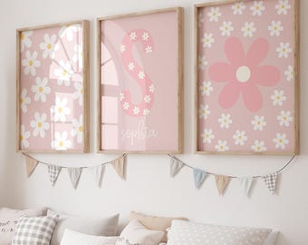 Daisy Nursery Print, Pink Daisy Print, Daisy Decor, Daisy Room Decor, Daisy Wall Art, Baby Girl Nursery, Daisy Girls Room, Floral Nursery