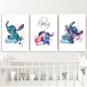 Impression personnalisée Lilo & Stitch, décoration de chambre d'enfant Stitch, art mural Ohana, art mural Lilo, impression Stitch, décoration de chambre de fille, affiche Lilo Stitch image 5