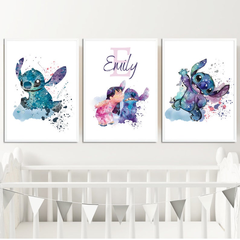 Personalized Lilo & Stitch Print, Stitch Nursery Decor, Ohana Wall Art, Lilo Wall Art, Stitch Print, Girl Room Decor, Lilo Stitch Poster imagem 5