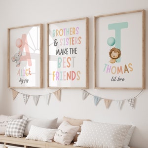 Brother and Sister Make Best Friends Prints, Sibling Prints, Big Sis Lil Bro, Big Bro Lil Sis, Shared Bedroom, Brother Sister Decor