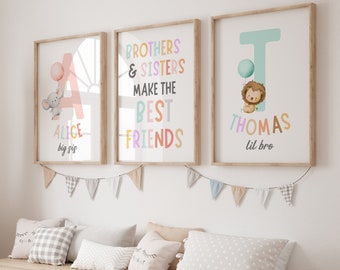 Brother Sister Best Friends Prints, Shared Room Decor (Digital Download)