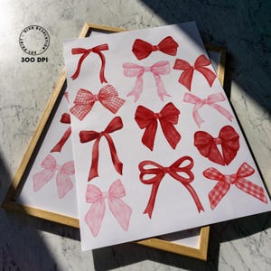 Bows Prints, Bows Nursery Decor, Bows Wall Art, Red Cherry Print, Pink Bow Wall Art, Red Bows Print, Bows Girls Room Decor, Cherry Wall Art image 4