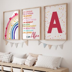 Rainbow Affirmation Nursery Wall Art, Affirmation for Kids, Positive Affirmations, Rainbow Wall Print, Affirmations Poster, Baby Name Sign