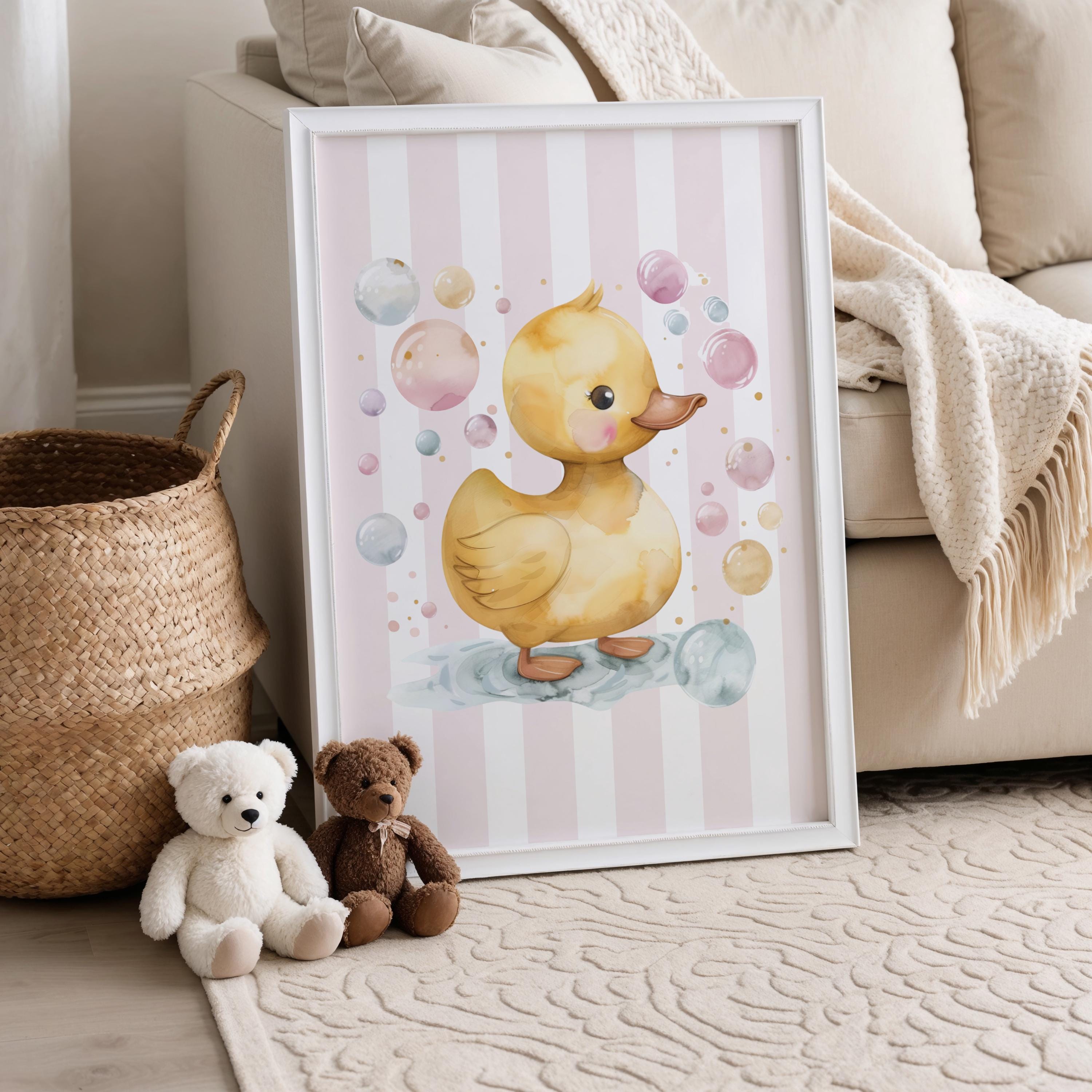 Kids Bathroom Prints Set of 8, Rubber Duck Prints, Playful Bath Time ...