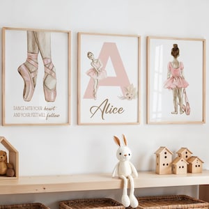 Decoración de pared para habitación infantil con bailarinas, láminas de ballet rosa para habitación infantil de niñas, regalo de ballet, láminas para habitación infantil de niñas, láminas de bailarinas